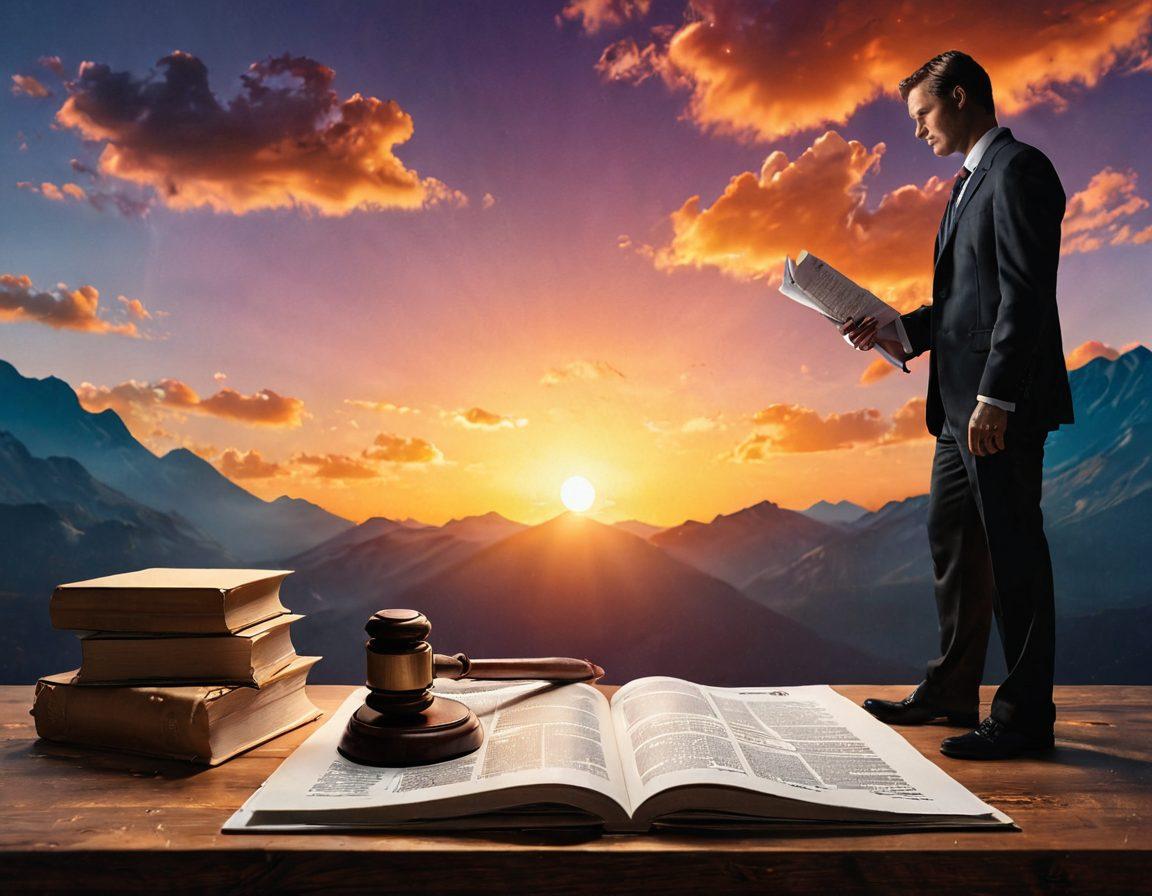 A split image illustrating Chapter 7 on one side with a dark, chaotic background featuring papers and a gavel, symbolizing stress and confusion. The Chapter 13 side is bright and serene, showcasing a person confidently stepping towards a sunrise with financial documents in hand, representing hope and renewal. The contrasting colors and elements should evoke an emotional journey from despair to liberation. vibrant colors. super-realistic. 3D.